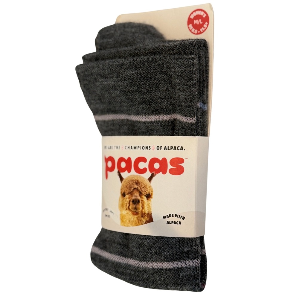 Pacas Womens Compression Over the Calf Socks Charcoal Grey Alpaca Blend M/L NEW